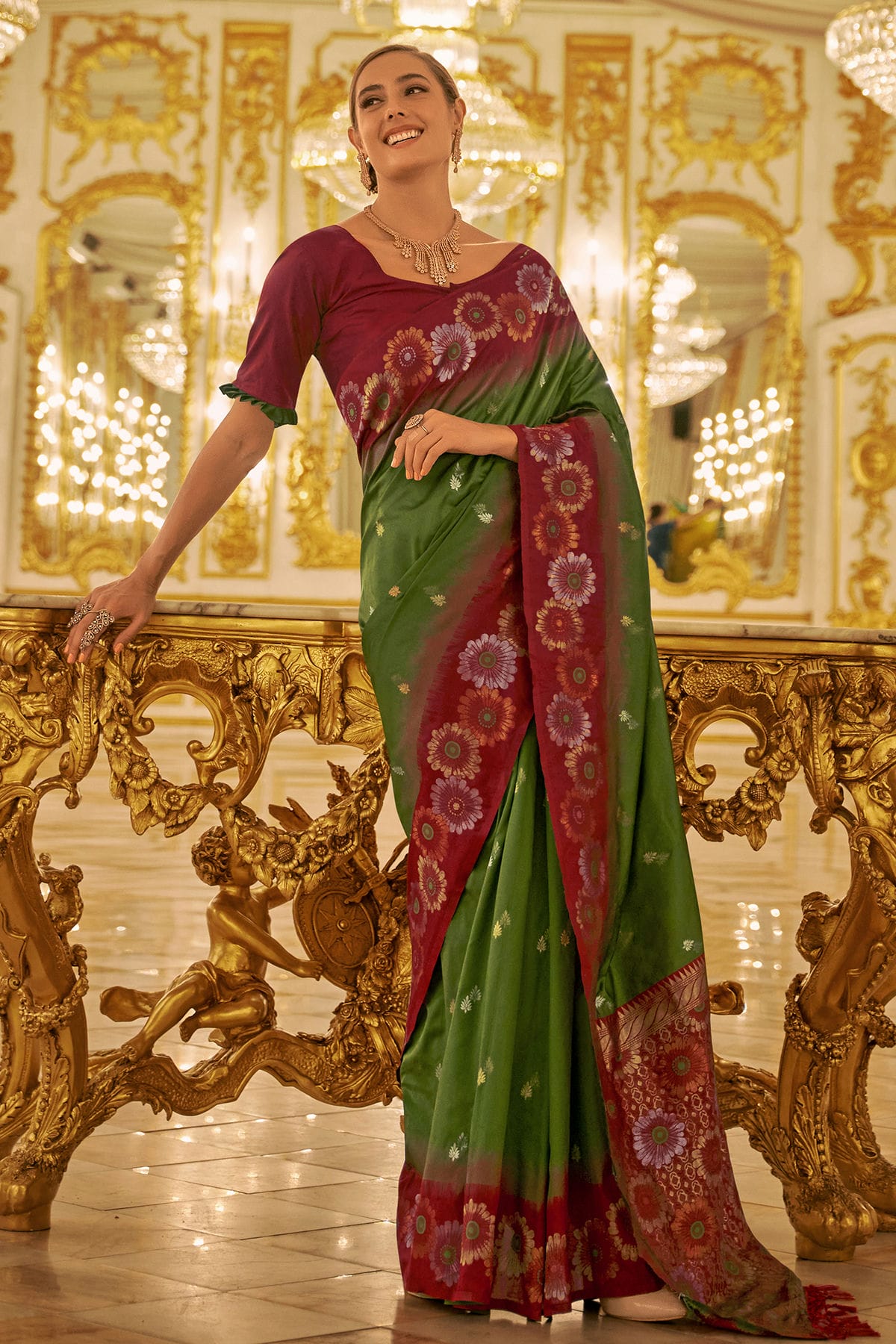 Green Colour Banarasi Silk Saree