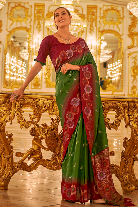 Green Colour Banarasi Silk Saree