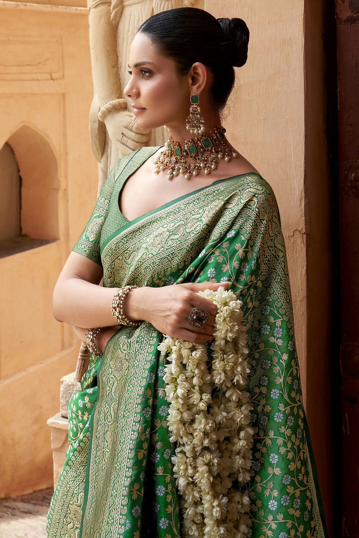 Green Colour Banarasi Silk Traditional Saree