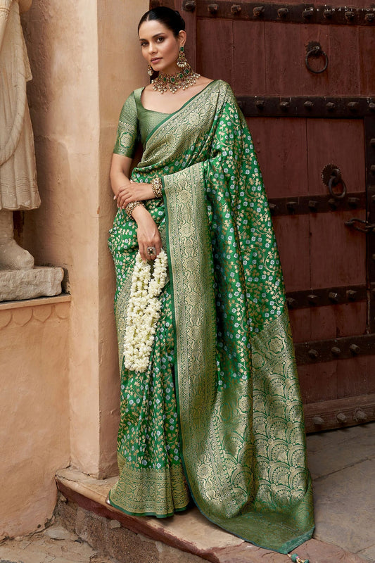 Green Colour Banarasi Silk Traditional Saree