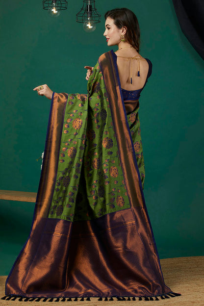 Green Colour Banarasi Silk Traditional Saree