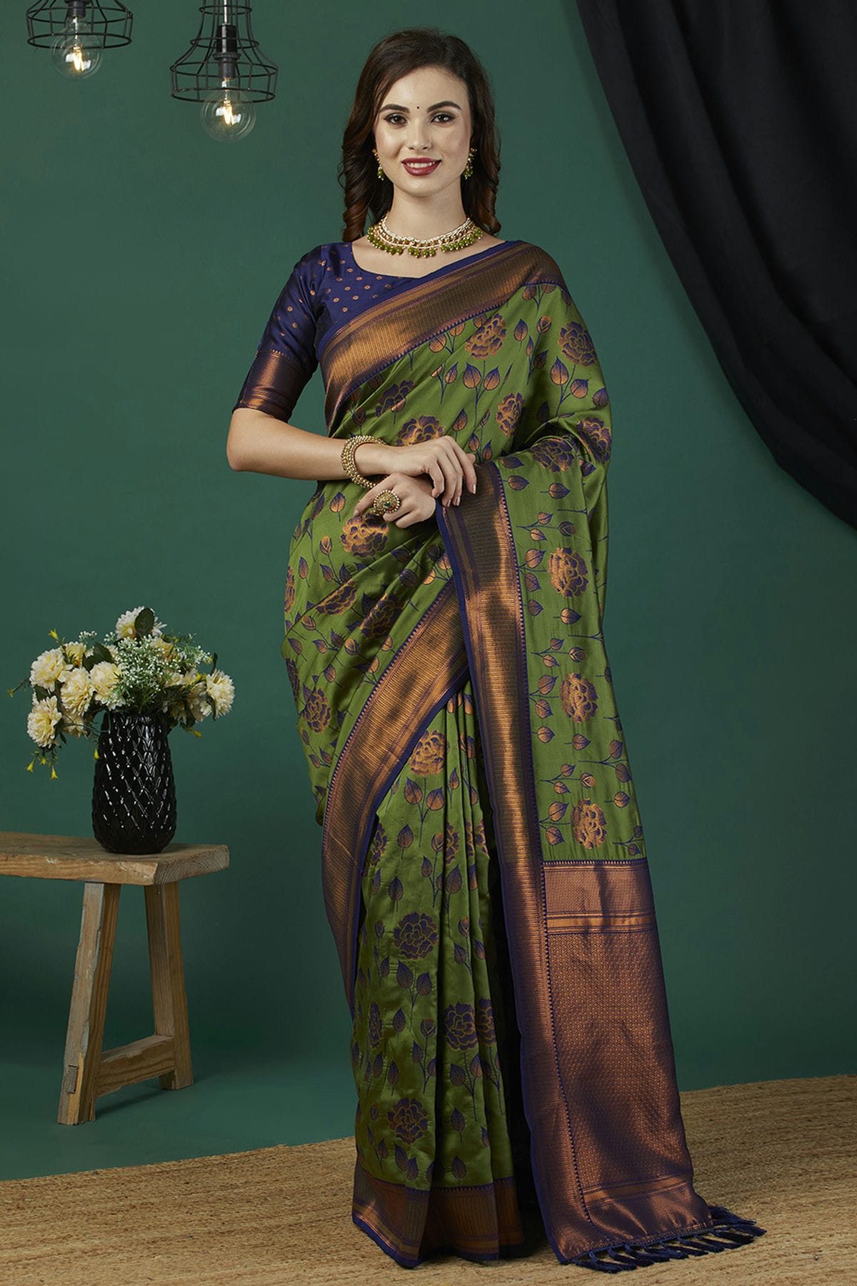 Green Colour Banarasi Silk Traditional Saree