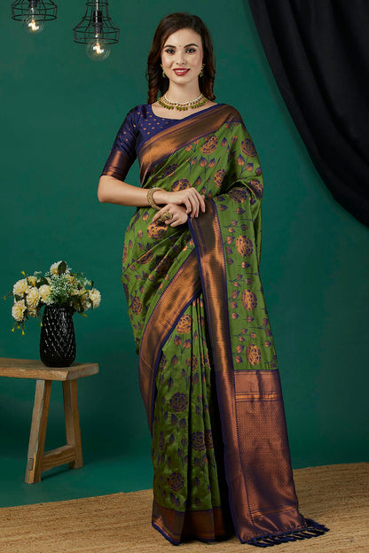 Green Colour Banarasi Silk Traditional Saree