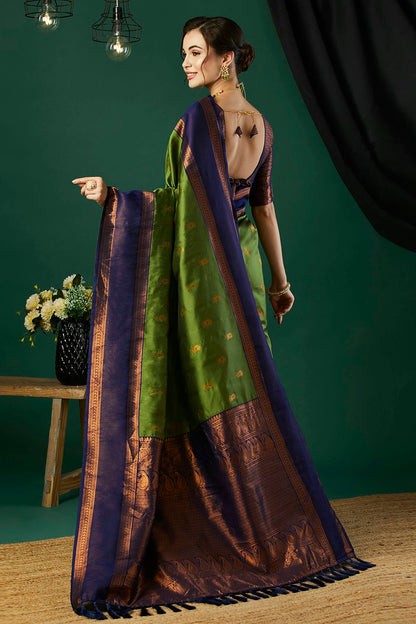 Green Colour Banarasi Silk Traditional Saree