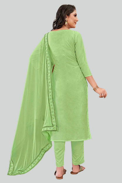 Green Colour Chanderi Silk Pant Style Suit