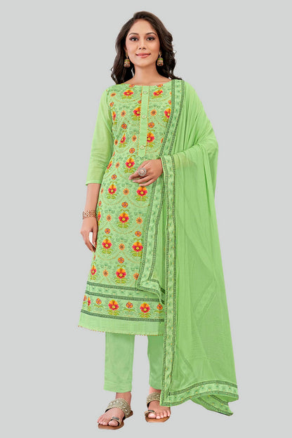 Green Colour Chanderi Silk Pant Style Suit