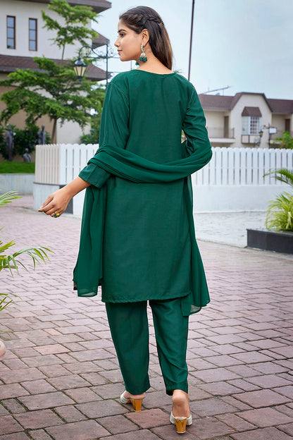 Green Colour Crepe Stitched Suit VSSS1112286