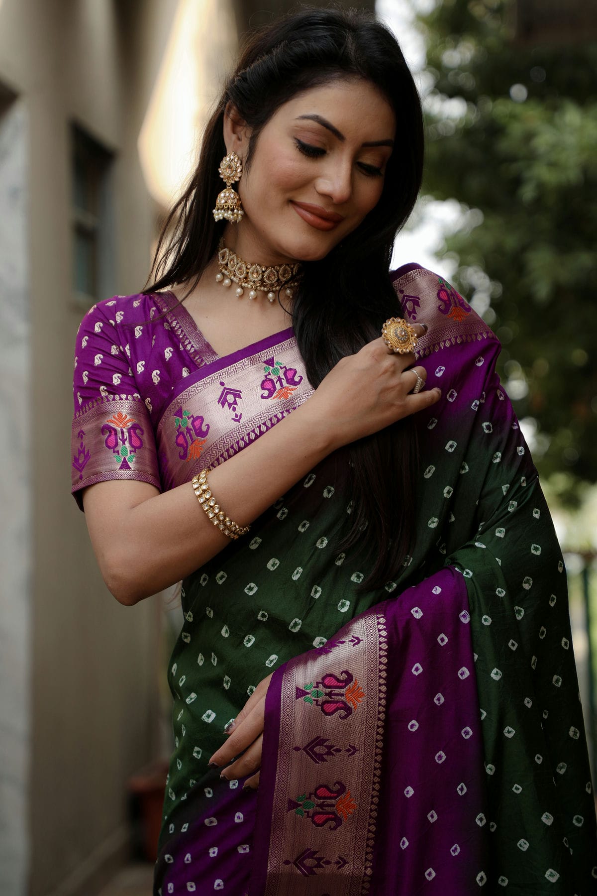 Green Colour Dola Silk Paithani Saree