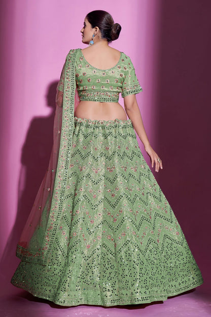 Green Colour Embroidery Gota Silk Lehenga Choli