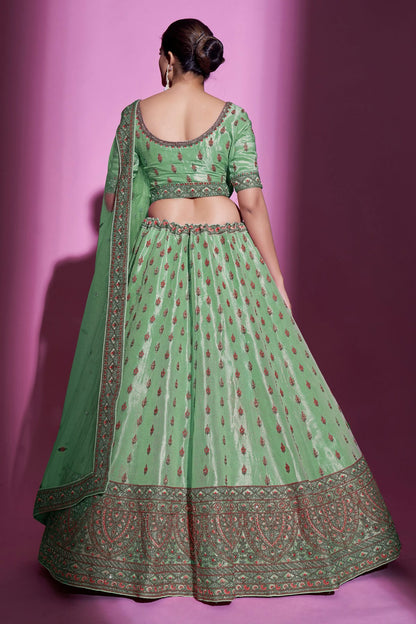 Green Colour Embroidery Gota Silk Lehenga Choli