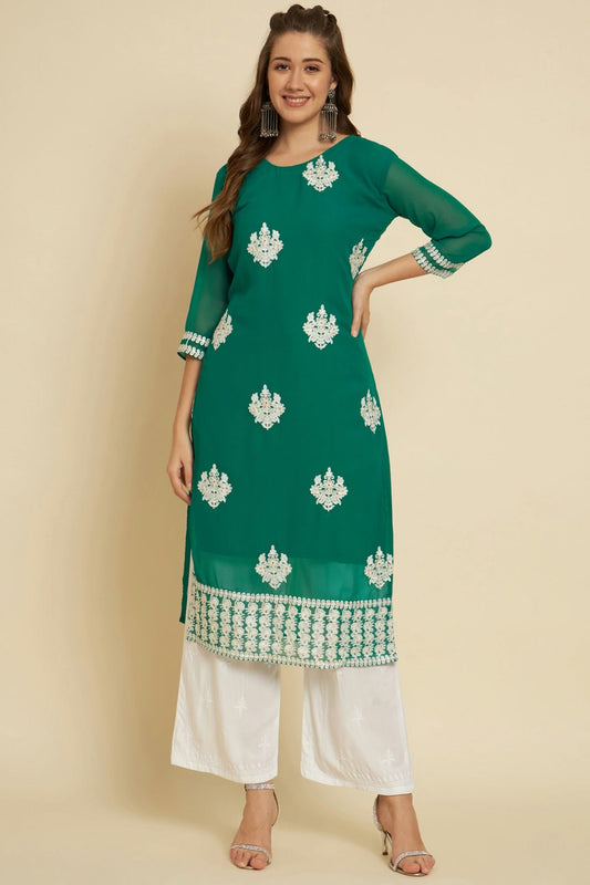 Green Colour Georgette Kurti