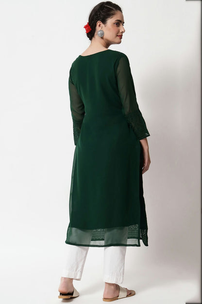 Green Colour Georgette Kurti VSKR1111281