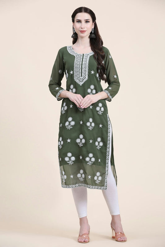 Green Colour Georgette Kurti