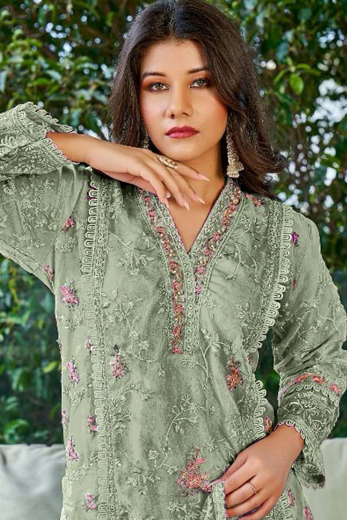 Green Colour Georgette Pakistani Suit