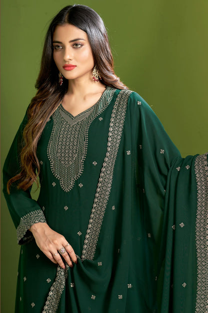 Green Colour Georgette Pant Style Suit