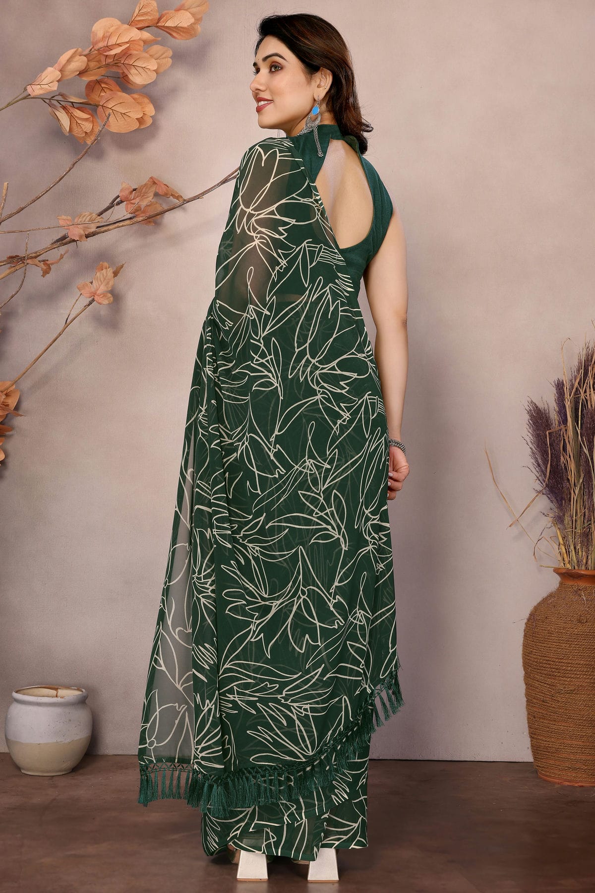 Green Colour Georgette Ready To Wear Saree VSSD1180210