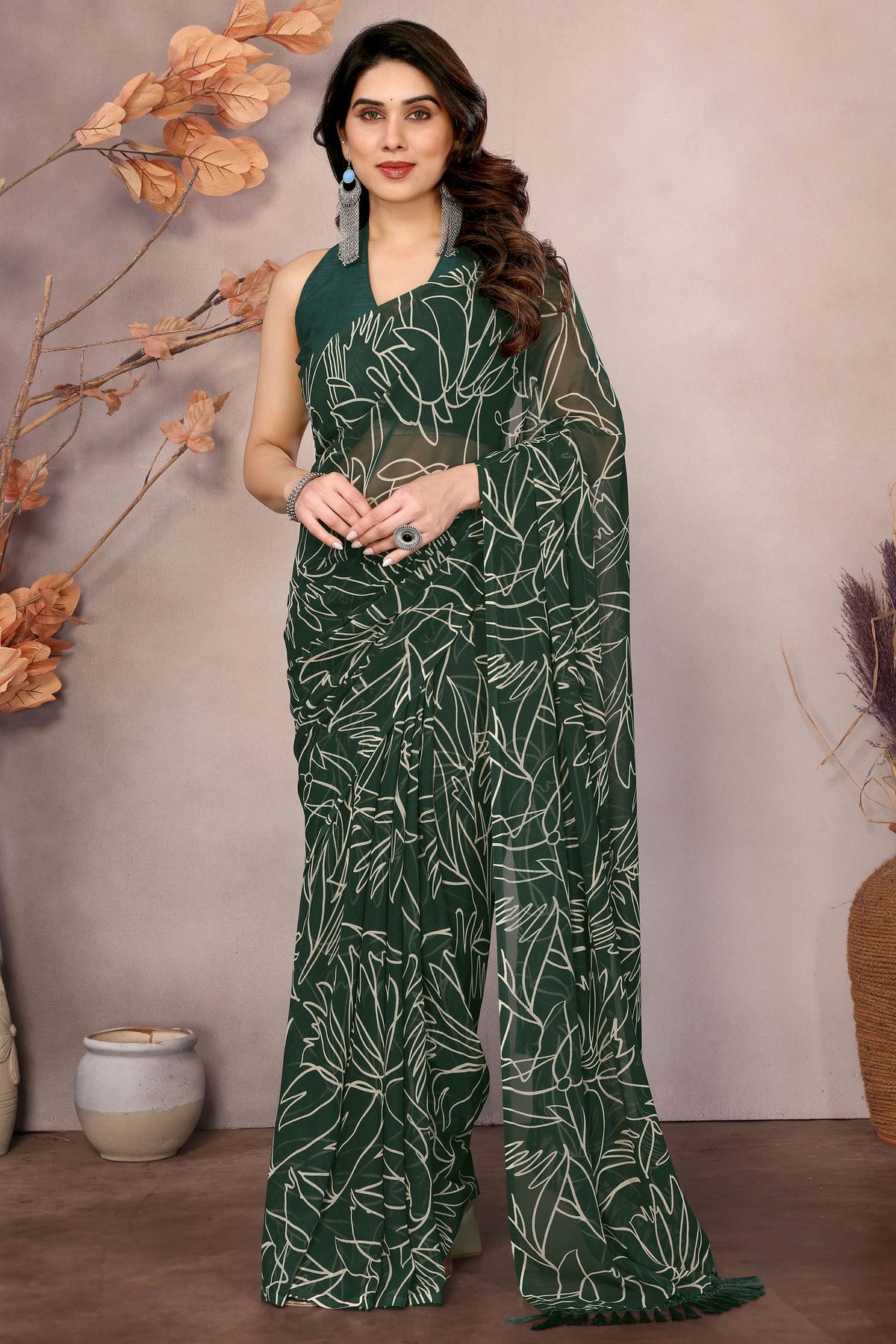 Green-Colour-Georgette-Ready-To-Wear-Saree-VSSD1180210