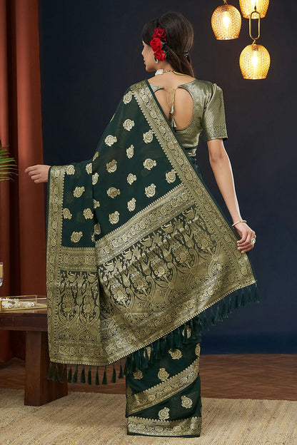 Green Colour Georgette Traditional Saree