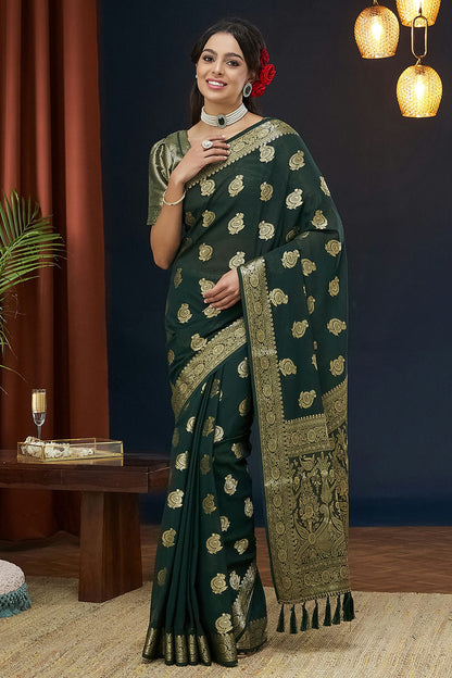 Green Colour Georgette Traditional Saree