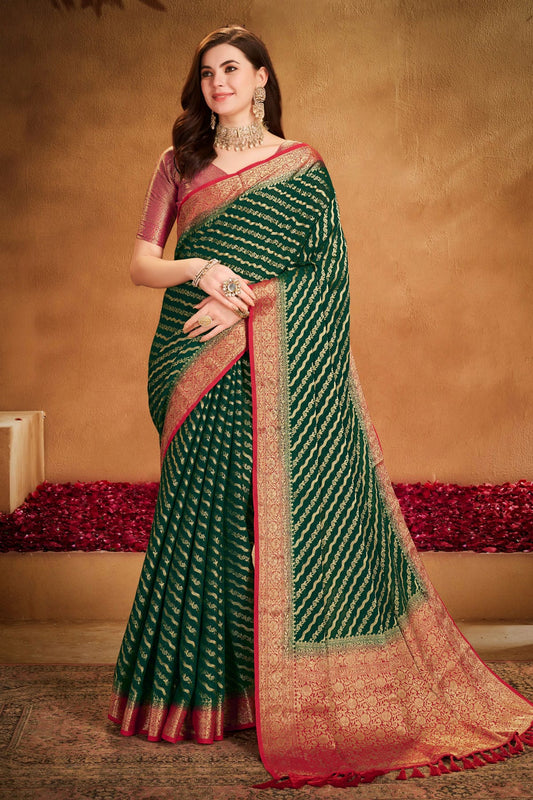 Green Colour Georgette Traditional Saree