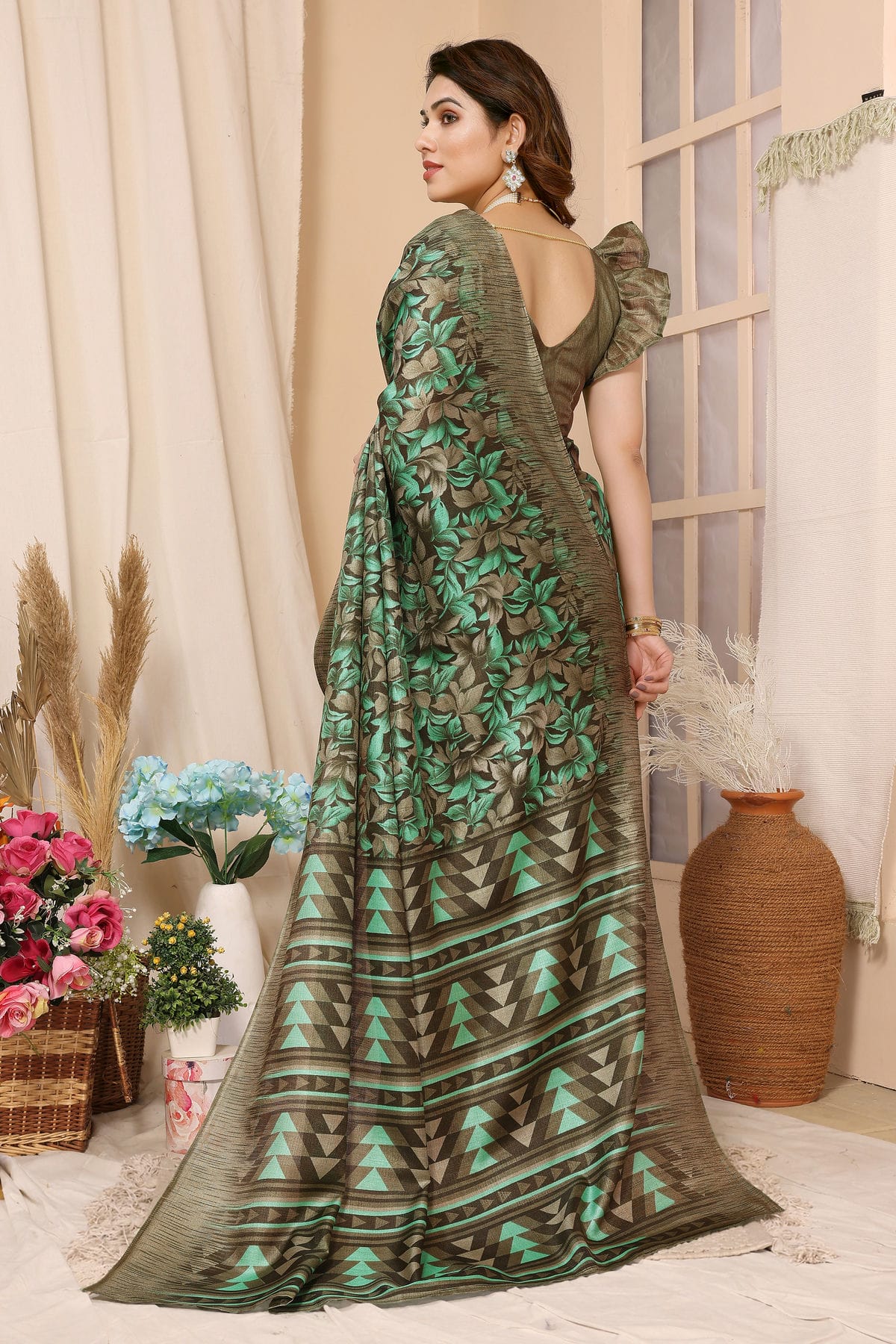 Green Colour Khadi Silk Saree