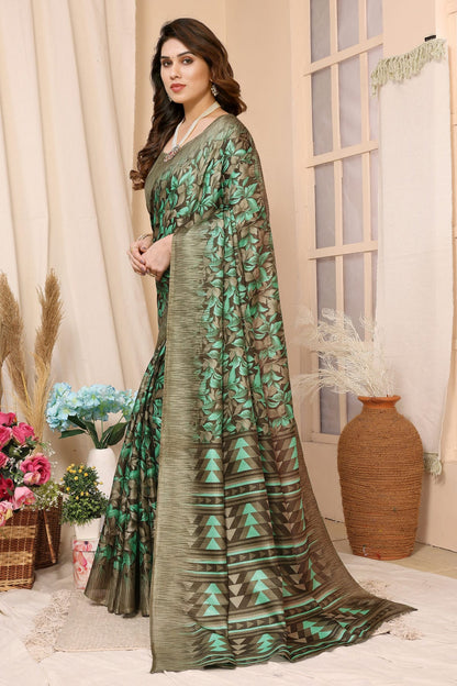 Green Colour Khadi Silk Saree