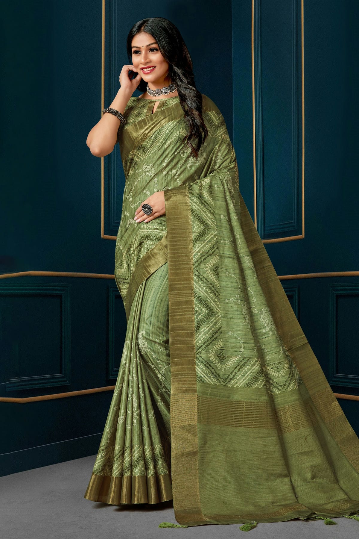 Green Colour Kotha Silk Traditional Saree