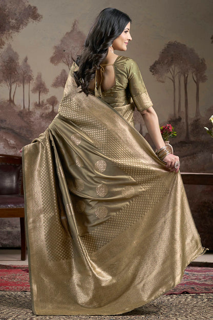 Green Colour Lichi Silk Traditional Saree