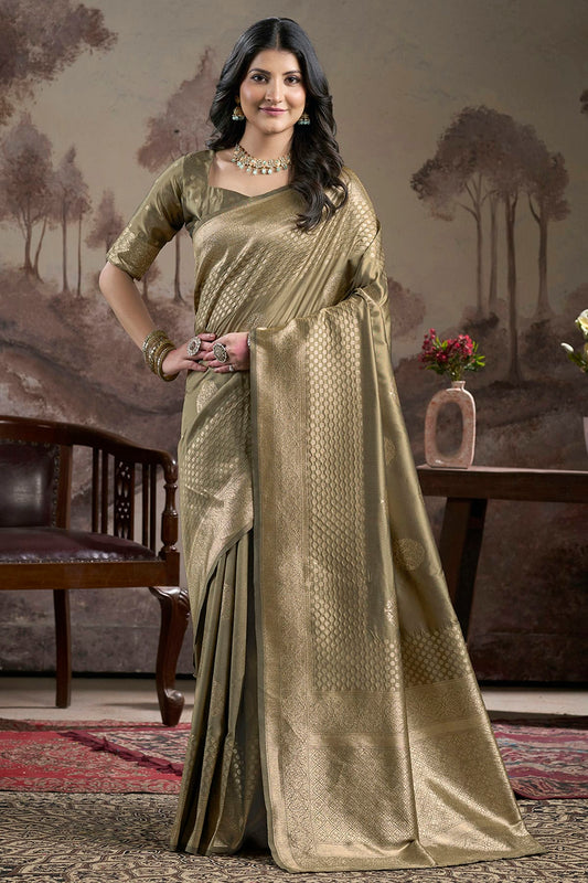 Green Colour Lichi Silk Traditional Saree