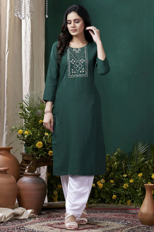 Green Colour Maaza Cotton Kurta And Pant Set