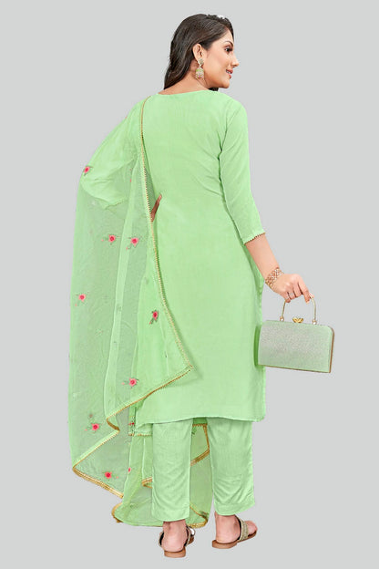 Green Colour Modal Silk Pant Style Suit