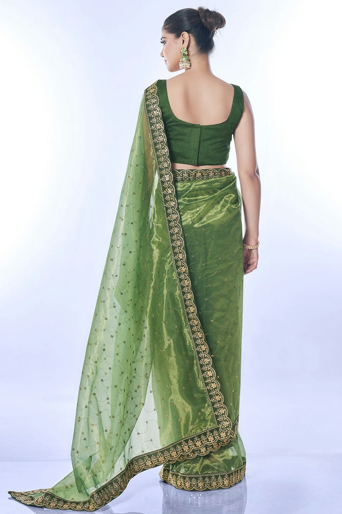 Green Colour Net Designer Saree