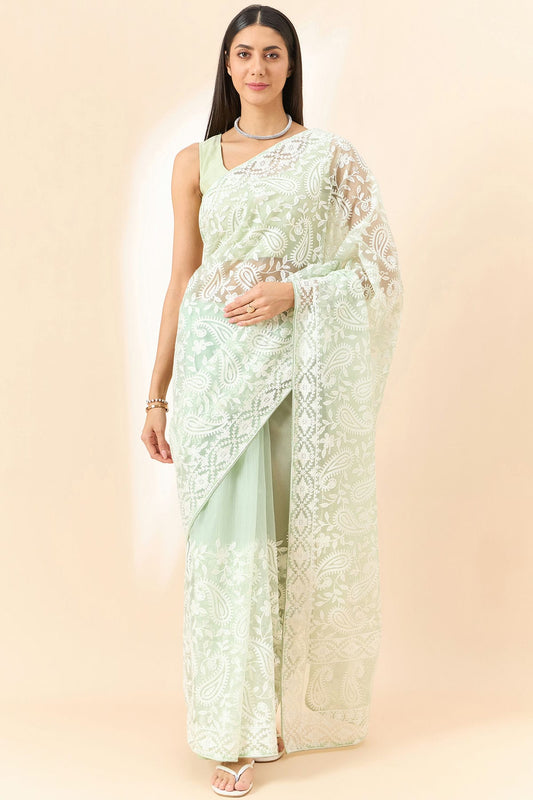 Green Colour Organza Saree