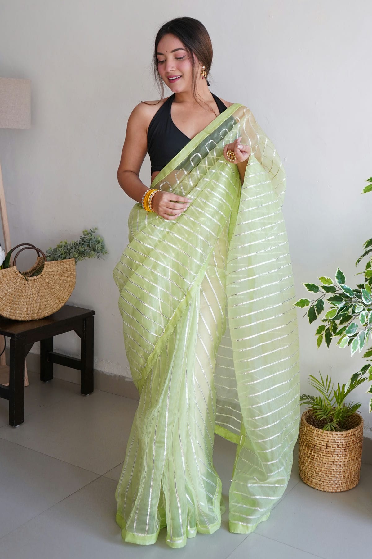 Green Colour Organza Saree