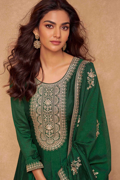 Green Colour Premium Silk Gown VSGW1140800