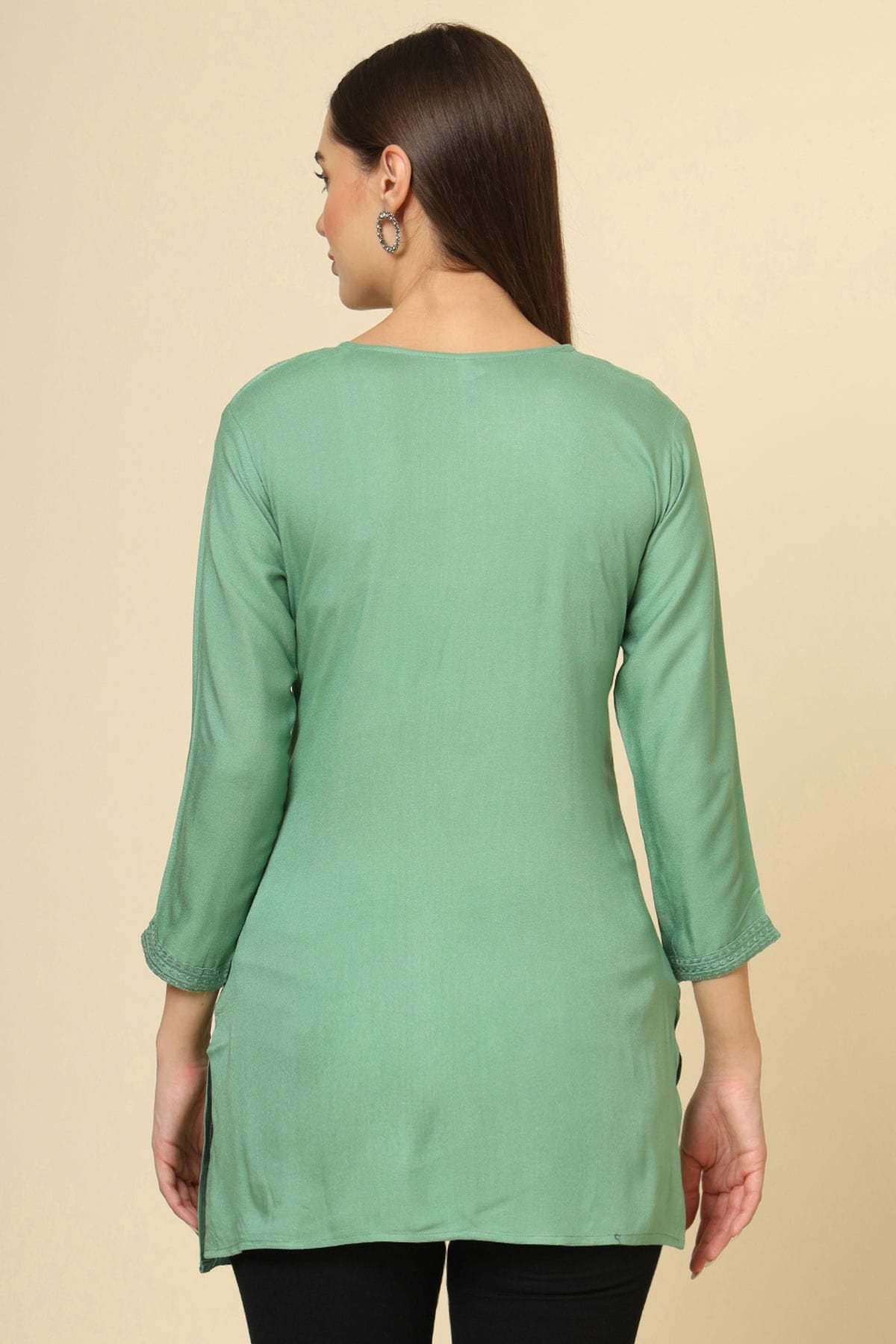 Green Colour Rayon Readymade Top