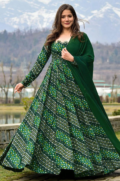 Green Colour Rayon Stitched Gown VSGW1112313