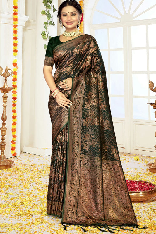 Green Colour Satin Silk Traditional Saree