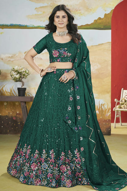 Green-Colour-Semi-Stitched-Chinon-Lehenga-Choli-VSLC1112523