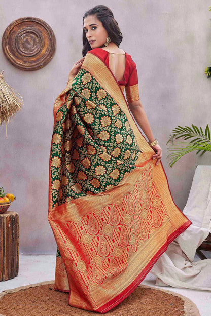 Green Colour Silk Blend Traditional Saree