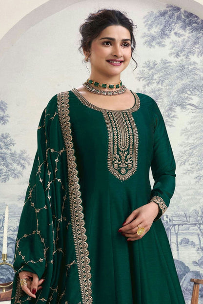 Green Colour Silk Georgette Anarkali Suit