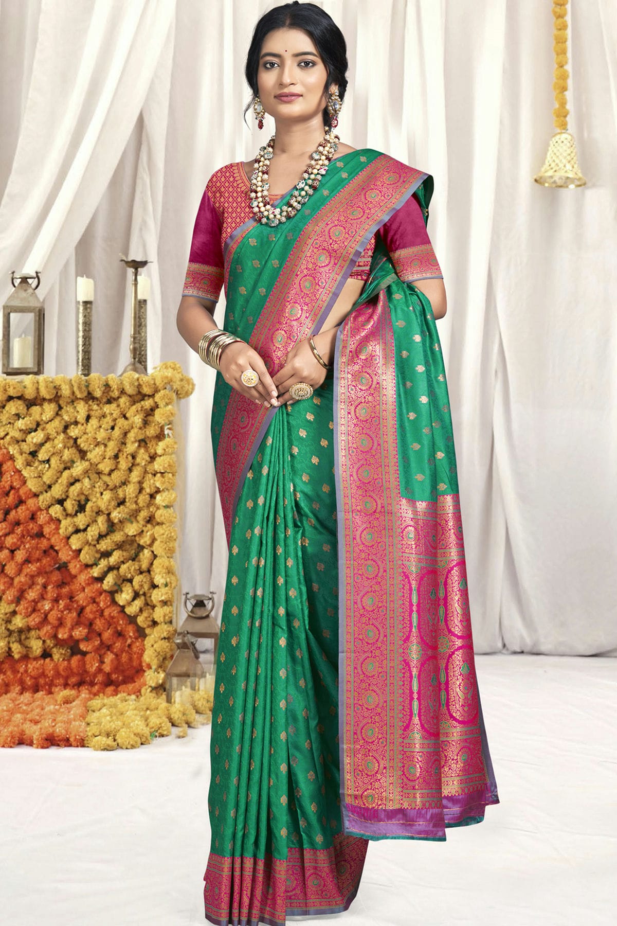 Green Colour Silk Traditional Saree