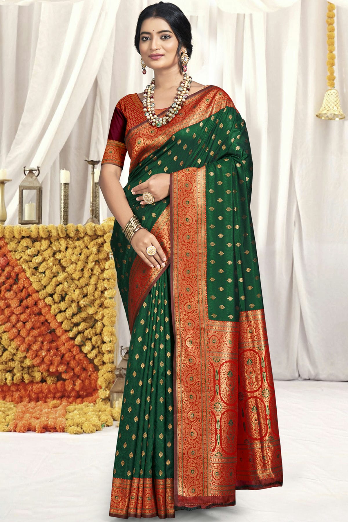 Green Colour Silk Traditional Saree