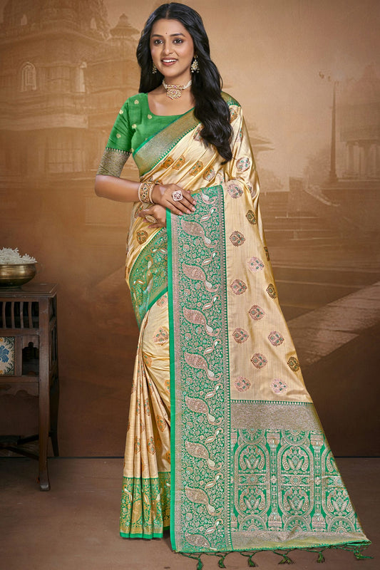 Green Colour Silk Woven Work Traditional Saree