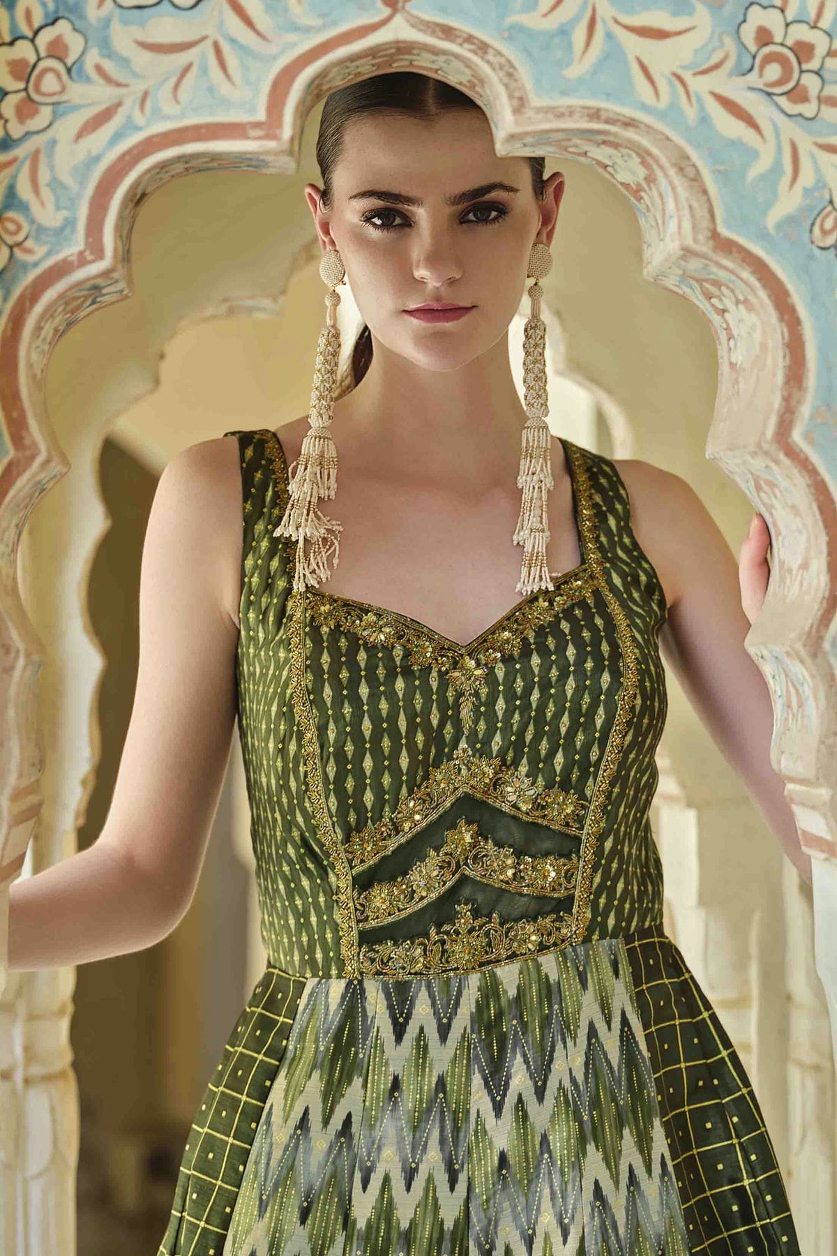 Green Colour Smooth Silk Gown VSGW1140784