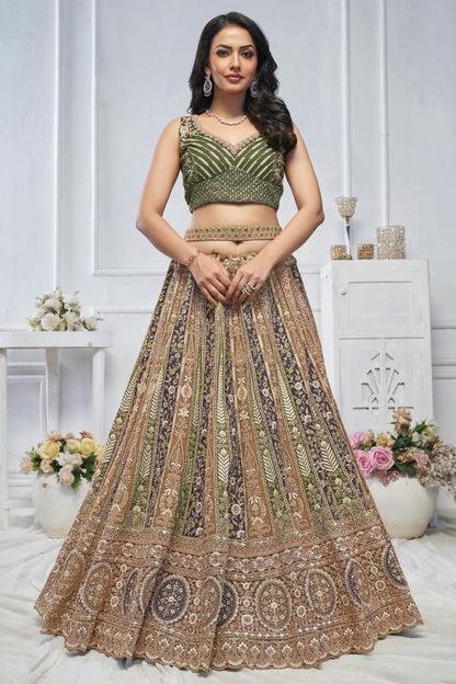 Green Colour Soft Net Embroidery Lehenga Choli VSLC1111359