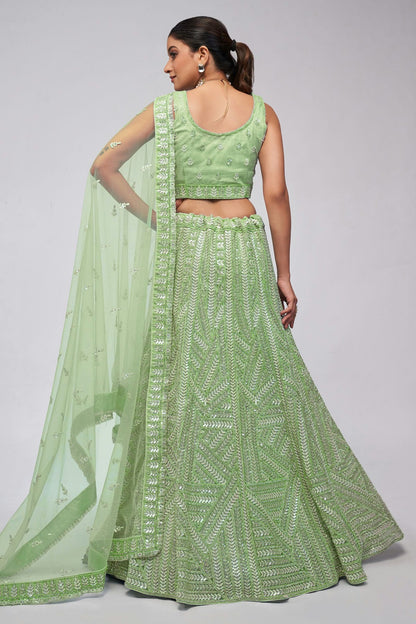 Green Colour Soft Net Lehenga Choli