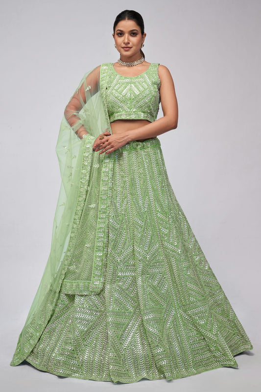 Green Colour Soft Net Lehenga Choli