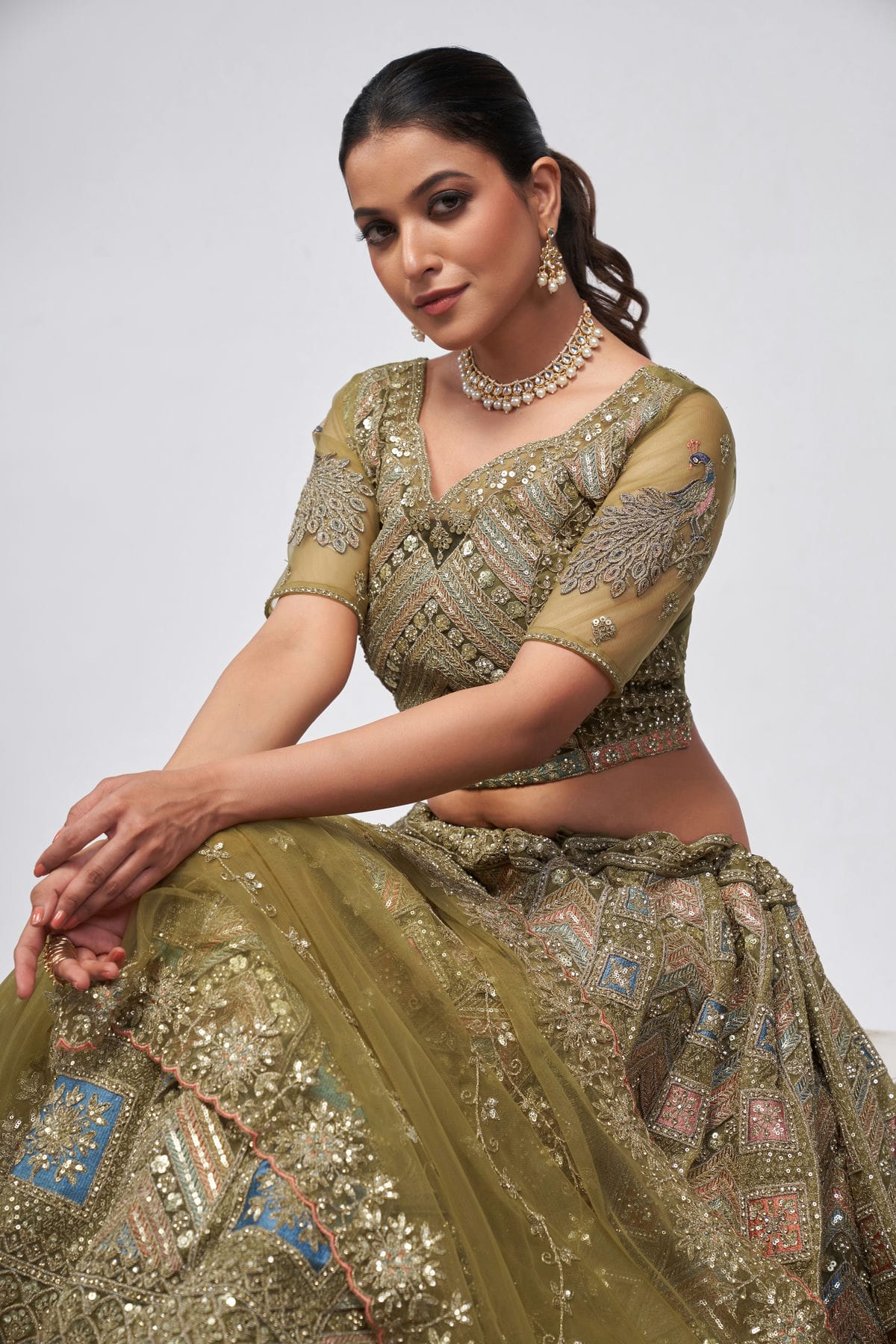 Green Colour Soft Net Lehenga Choli