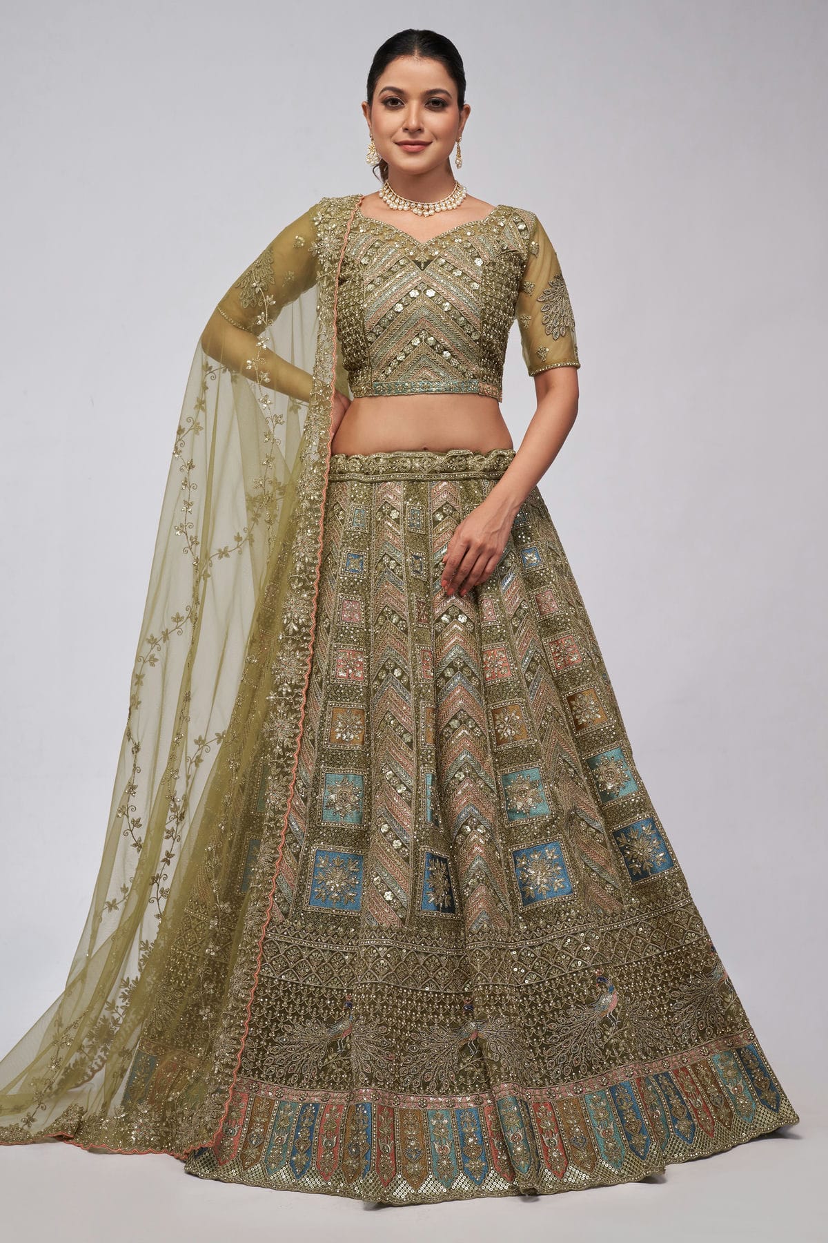 Green Colour Soft Net Lehenga Choli